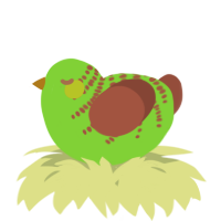 A grass and russet chicken with a half-bar pattern