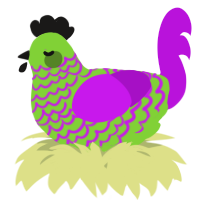 A grass and amethyst chicken with a lace pattern