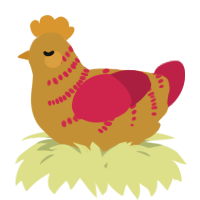 A gold and crimson chicken with a half-bar pattern