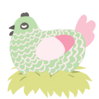 A gluppy and rose chicken with a lace pattern