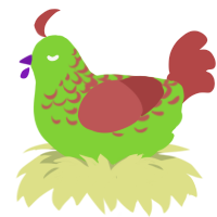 A grass and red chicken with a half-lace pattern