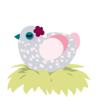 A mist and rose chicken with a speckle pattern