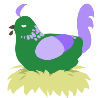 (unnamed), a viridian and lilac chicken with a neck-speckle pattern