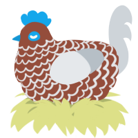 A russet and mist chicken with a lace pattern