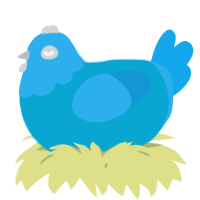 A cerulean and sky chicken with a head pattern