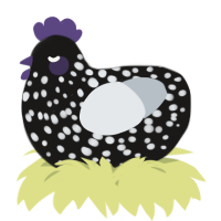 A sable and mist chicken with a speckle pattern