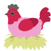 A pink and crimson chicken with a head pattern
