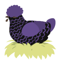 A black and overcast chicken with a lace pattern