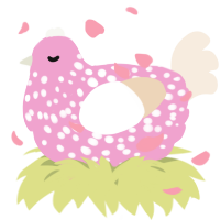 A pink and cream chicken with a speckle pattern