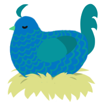 Pool Party, a sapphire and teal chicken with a lace pattern