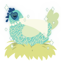 A aqua and gluppy chicken with a double-lace pattern