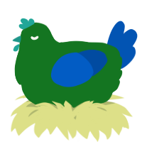 A leaf and ultramarine chicken