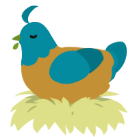 A gold and sea chicken with a head pattern