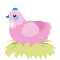 Trans Action, a pink chicken with a head pattern