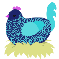 Deep Sea, a navy and aqua chicken with a double-lace pattern