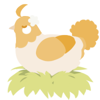 A cream and honey chicken with a head pattern