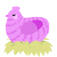 A lavender and orchid chicken with a bar pattern