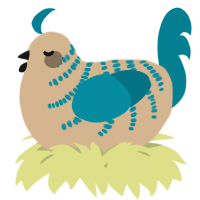 A beige and sea chicken with a half-bar pattern