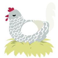 A silver and white chicken with a lace pattern