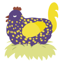 Fireflyer, a overcast and yellow chicken with a speckle pattern