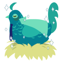 Ophi, a sea and turquoise chicken with a half-lace pattern