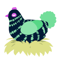A tumblr and spring chicken with a bar pattern