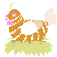 黒麦, a orange and cream chicken with a bar pattern