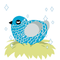 小气, a cerulean and silver chicken with a lace pattern