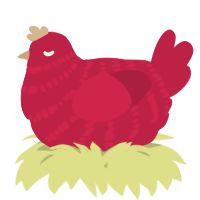 A crimson chicken with a bar pattern