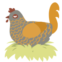 A ash and orange chicken with a lace pattern