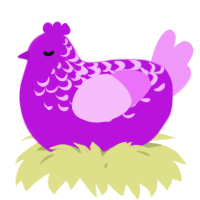 A amethyst and lavender chicken with a half-lace pattern