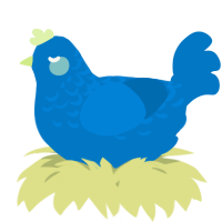 A sapphire chicken with a half-lace pattern