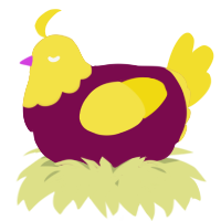 A wine and yellow chicken with a head pattern