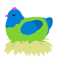 A grass and sapphire chicken with a head pattern