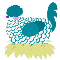 A white and sea chicken with a lace pattern