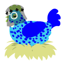 A russet and lime chicken with a speckle pattern