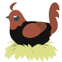 A black and russet chicken with a head pattern