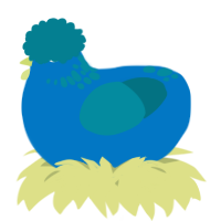 A sapphire and sea chicken with a neck-speckle pattern