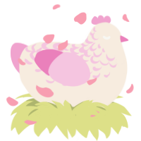 A cream and pink chicken with a half-lace pattern