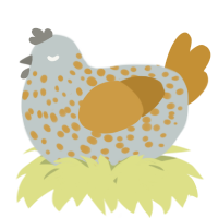 A silver and gold chicken with a speckle pattern