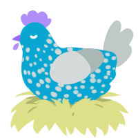 A cerulean and silver chicken with a speckle pattern