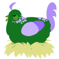 A leaf and lilac chicken with a neck-speckle pattern