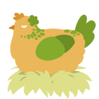 A honey and chartreuse chicken with a neck-speckle pattern