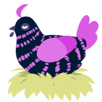 A tumblr and orchid chicken with a bar pattern