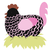 A black and pink chicken with a lace pattern