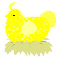 A lime and apple chicken with a speckle pattern