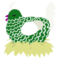 A leaf and white chicken with a lace pattern
