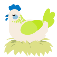 A cream and lime chicken with a neck-speckle pattern
