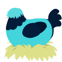 A aqua and tumblr chicken with a head pattern