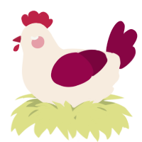 A cream and maroon chicken
